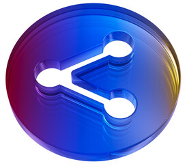 3d Share mark realistic icon. colorful infinity with glass effect shaped, 3d rendering illustration for graphic design, presentation isolated on transparent background
