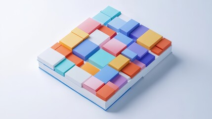 Abstract geometric shapes in pastel colors.