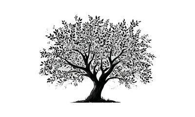 Fototapeta premium Vector illustration black tree of life icon on white background, spiritual symbol, nature emblem, growth concept, eco design, wellness, organic shape, minimal style.