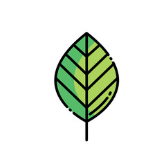 Stylized Green Leaf Illustration Flat Line