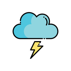 Outlined Cloud Icon with Electric Lightning Bolt