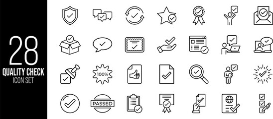 Quality Check Icon Set – Inspection and Approval Symbols