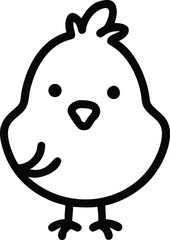 cute baby chicken black outline