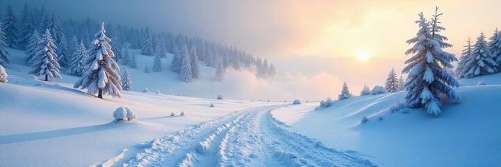 A deceptive, frozen landscape; a blanket of pristine snow concealing hidden dangers beneath The illusion of serenity masks the harsh realities of winter's unforgiving grip , glittering, mystery