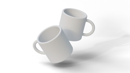 White mugs mockup on a isolated background. Mug mock up. White coffee mug mock up on a isolated background.