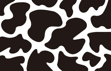 牧場、農場にいる牛のホルスタインの黒の柄、模様のイラストでデザインしたベクターの背景、壁紙