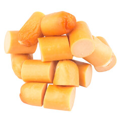 sausage isolated on white background slice pile