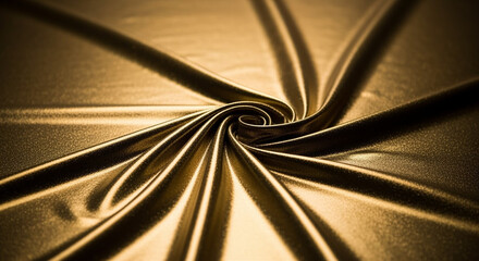 Luxurious shimmering golden fabric background with elegant draped folds and abstract textile texture
