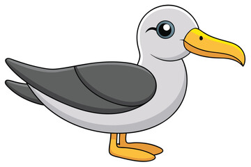 Cartoon Seagull Illustration Adorable Bird with Grey Wings and a Yellow Beak