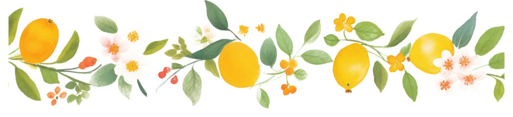 PNG Fruits with flowers as divider watercolor grapefruit produce balloon.