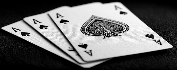 Detailed black and white playing cards in artistic arrangement
