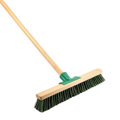 Wooden Handle Broom with Green Bristles for Cleaning Floors