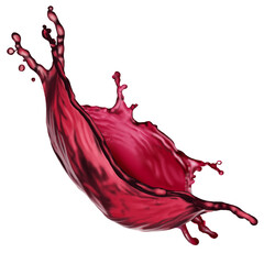 flowing velvet red wine frozen in an abstract futuristic. Elegant red liquid splash with fluid motion, isolated for creative projects.