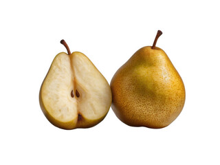 Whole and Sliced Asian Pear (Naspati) PNG Isolated White Background