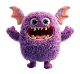 Fototapeta premium PNG Chubby purple monster with bat wings and buck teeth illustration creature playful.