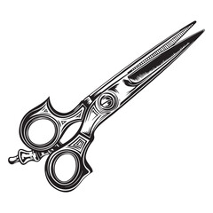 Scissor black silhouette vector illustration isolated on white background, Simple Vector Icon of a scissors