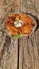 Fresh potato pancakes served on a beautiful plate