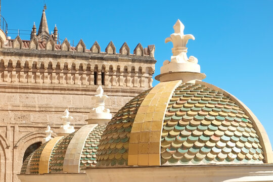 Palermo, Sicily. Cathedral of Palermo, built in 1104 this famous cathedral embodies the unique Arab-Norman Style architecture.