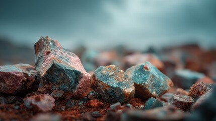 Close-up of chromite ore with dark, metallic texture and granular structure