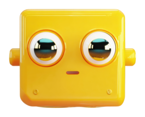 PNG Yellow square robot head illustration cartoon cute.