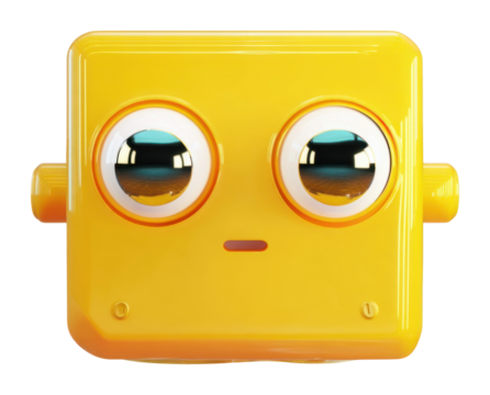 PNG Yellow square robot head illustration cartoon cute.