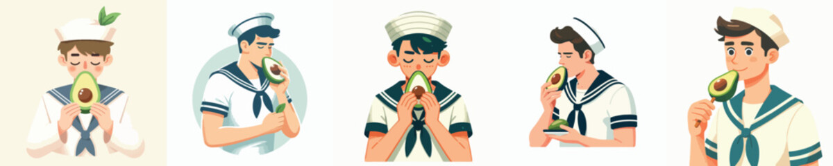 sailor character vector eating avocado