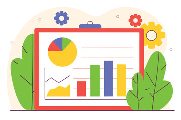 Colorful business charts and graphs representing data analysis and financial growth