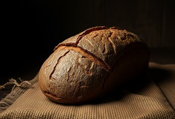 Vintage pumpernickel on burlap