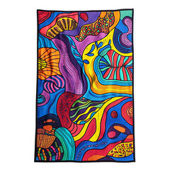 Bohemian Beach Towel with Oversized Hand Drawn Dood Isolated on Transparent Background