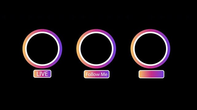 Animated Instagram circle avatar. Gradient circle profile frame for live streaming, follow me on social media motion graphics animation in transparent background
