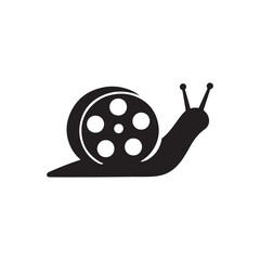 Snail with Film Reel Shell Silhouette