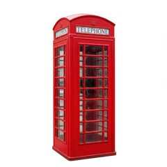 Obraz premium Classic red telephone booth isolated on white background