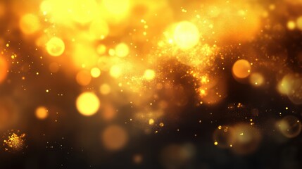 Obraz premium Glowing Golden Bokeh Background with Radiant Sparkling Elements