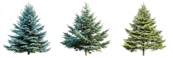 Fototapeta premium Variety of Medium and Small Spruce Trees Featuring Lush Green Needles