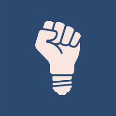 Fototapeta premium Raised Fist Light Bulb Symbol of 