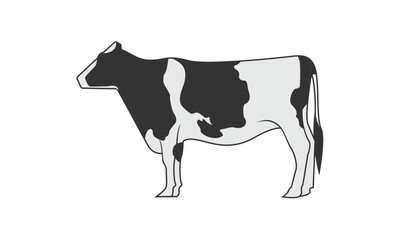 black and white cow vector illustration