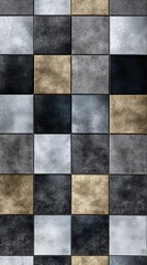 Shimmering Tiled Checkerboard Featuring Mirror, Matte, Velvet, and Sand Textures