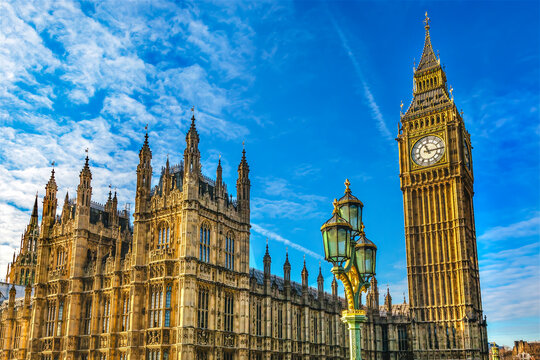 Big Ben, Westminster Bridge, houses of Parliament, Westminster, London, England.