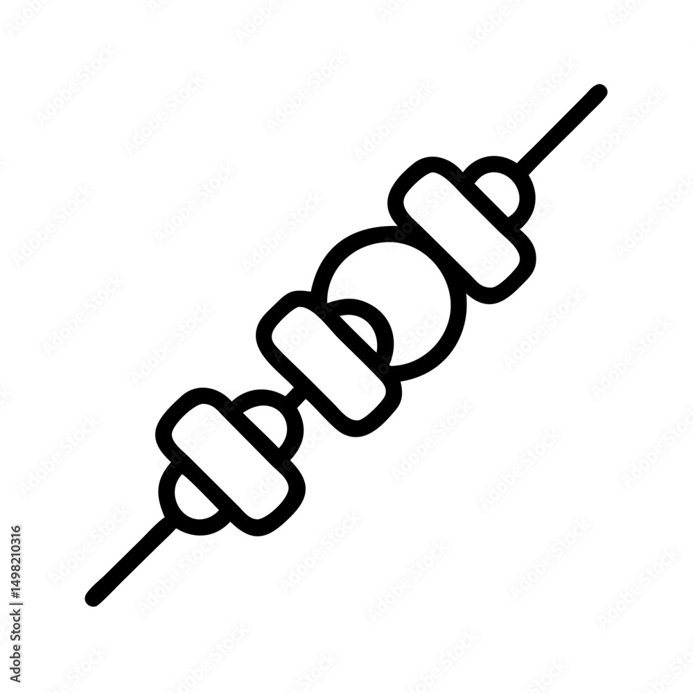 Poster a simple graphic showing a skewer with alternating round and rectangular food items on a stick desig