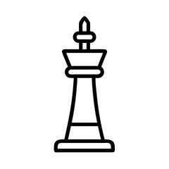 A black and white graphic of a chess king piece with a simple outline style design is displayed here