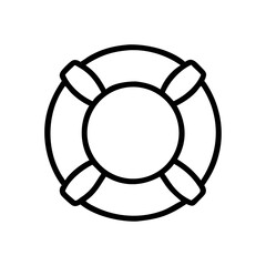 Simple graphic of a black and white life preserver with four grips around the outer ring design element