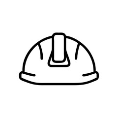 Simple line drawing of a safety helmet with a brim and internal support structure shown clearly outlined