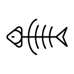 Simple depiction of a skeletal remains of a fish with head and bones in a minimalist design style