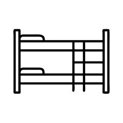 A simple graphic showing a bunk bed with two mattresses and a ladder in a minimalist style design