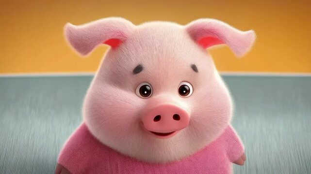 Adorable Pink Pig Character in Three Views
