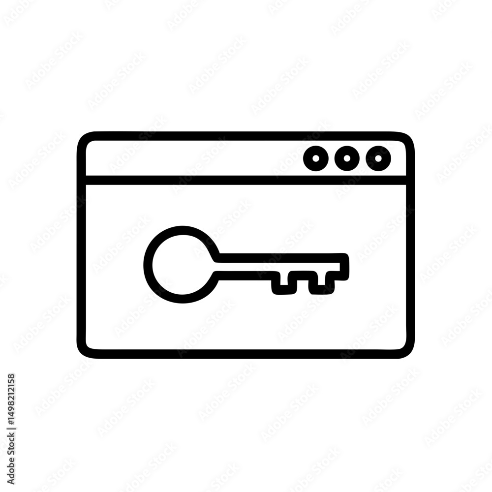 Poster A webpage containing a simple key icon for security and access on a white background design