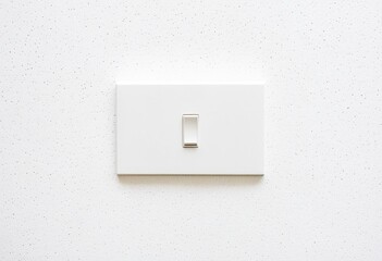 A white light switch on a white wall.