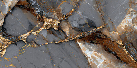 Grey Black Stone Texture Natural Background Geology Marmoreal Pattern Mosaic Design Elegant Shiny Decorative Luxury Metallic Golden Surface Abstract Wallpaper Artistic Fluid Marble Details
