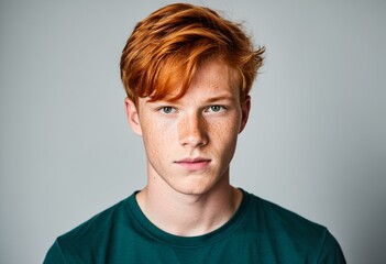 Obraz premium A young man with red hair and freckles on his face.