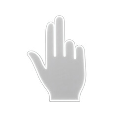 White hand gesture icon with raised fingers